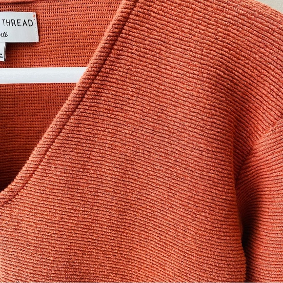 Madewell Textured Front Tie Shirt Rust Orange Sz XS - Picture 5 of 8